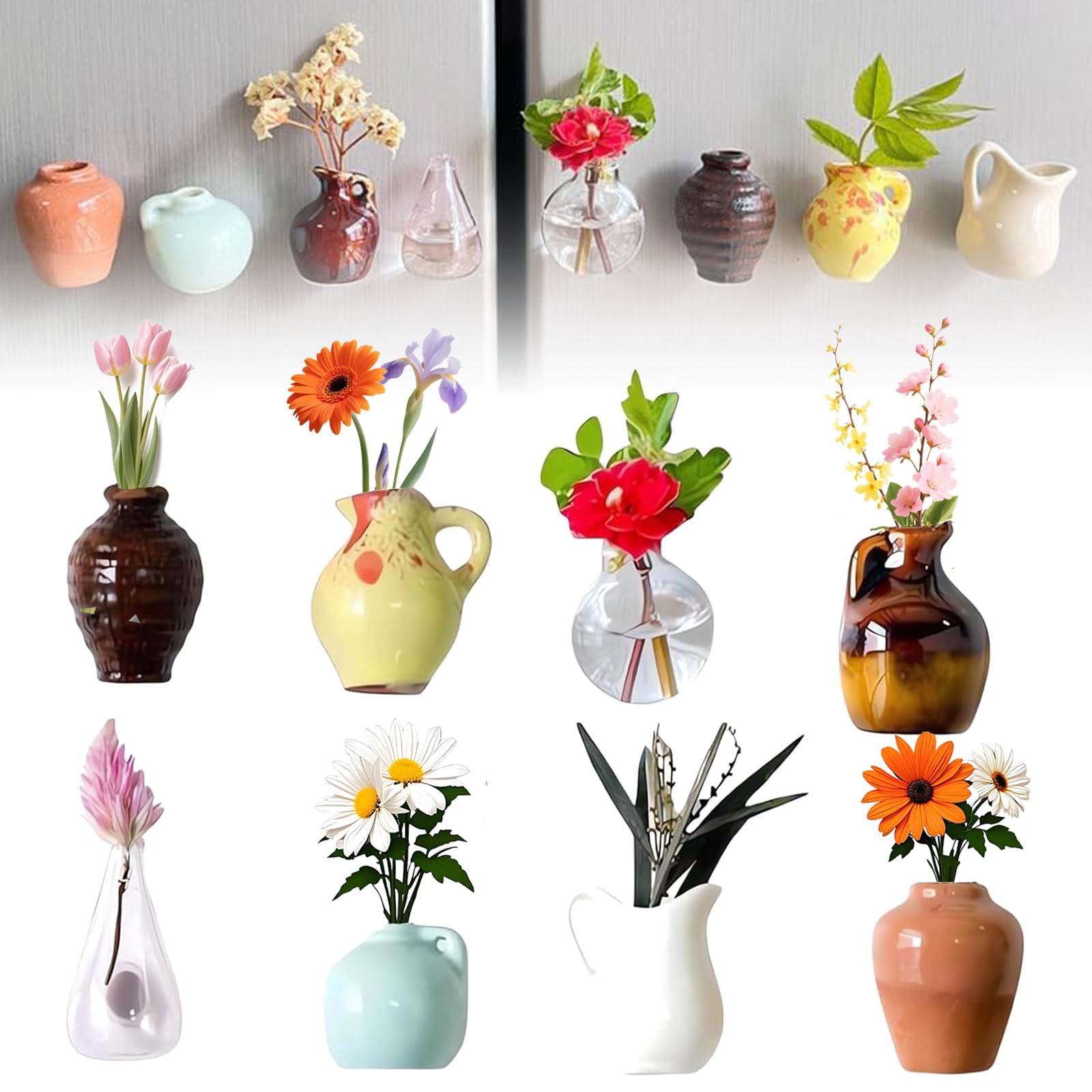Amazon.com: Mini Vase Magnets for Fridge,Mini Bud Vases Magnetic